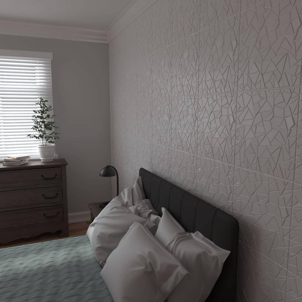 Elwod 19.625" x 19.625" White PVC 3D Wall Panels (10-Pack)