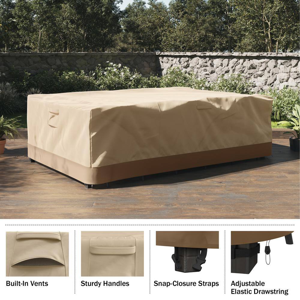Beige Heavy-Duty Outdoor Furniture Cover with UV Protection