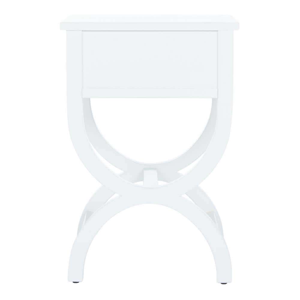 Dalat White Poplar Wood Night Table with Zinc Knob and Storage