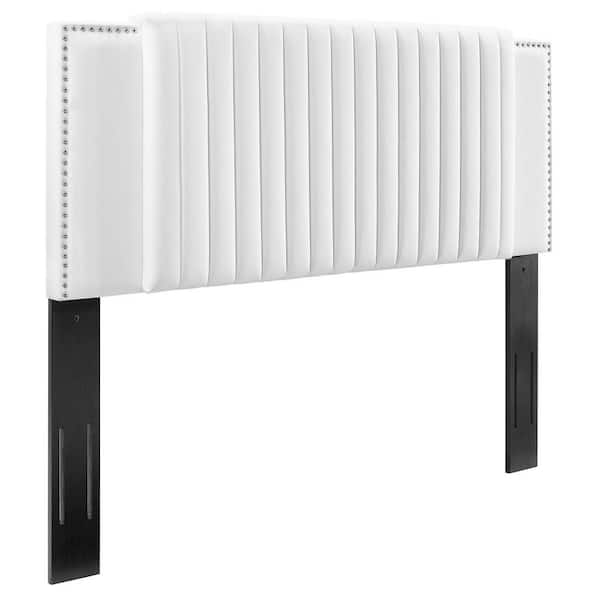 MODWAY Felicity Channel Tufted Performance Velvet Twin Headboard in White