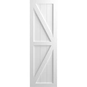 15 in. x 60 in. PVC 2-Equal Panel Farmhouse Fixed Mount Board and Batten Shutters Pair with Z-Bar in Unfinished