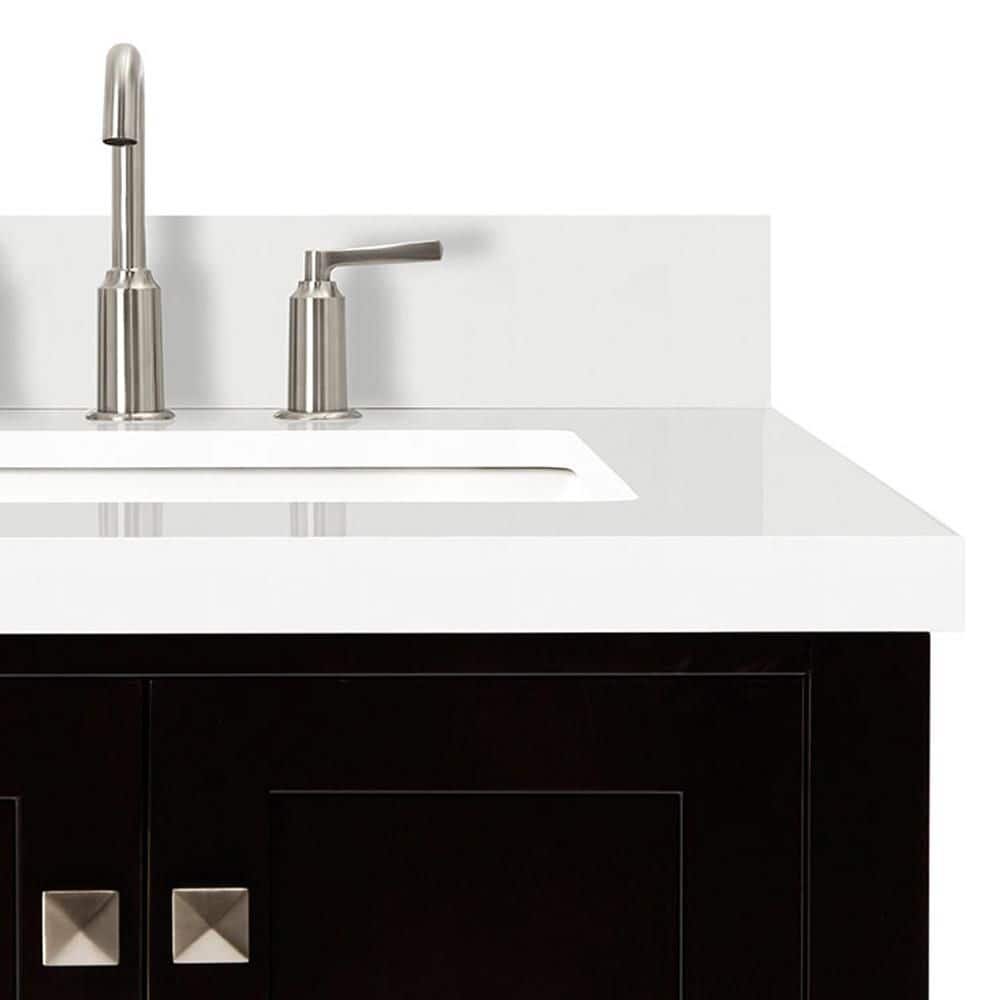 Ariel Cambridge 37" Espresso Single Sink Bathroom Vanity with Quartz Top