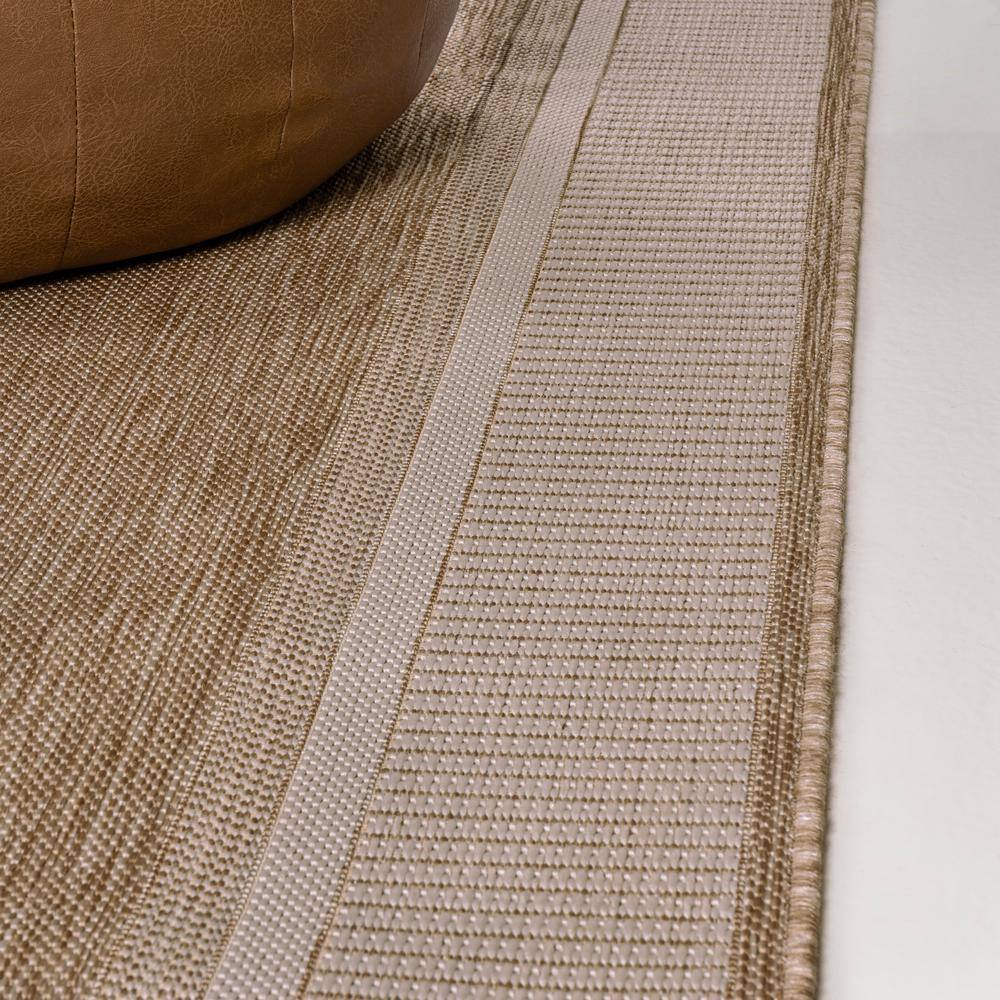 Beige and Cream Coastal Stripe Indoor/Outdoor Runner Rug 2 x 8
