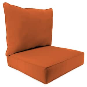 Sunbrella 24" x 24" Canvas Rust Red Solid Rectangular Boxed Edge Outdoor Deep Seating Chair Seat and Back Cushion Set