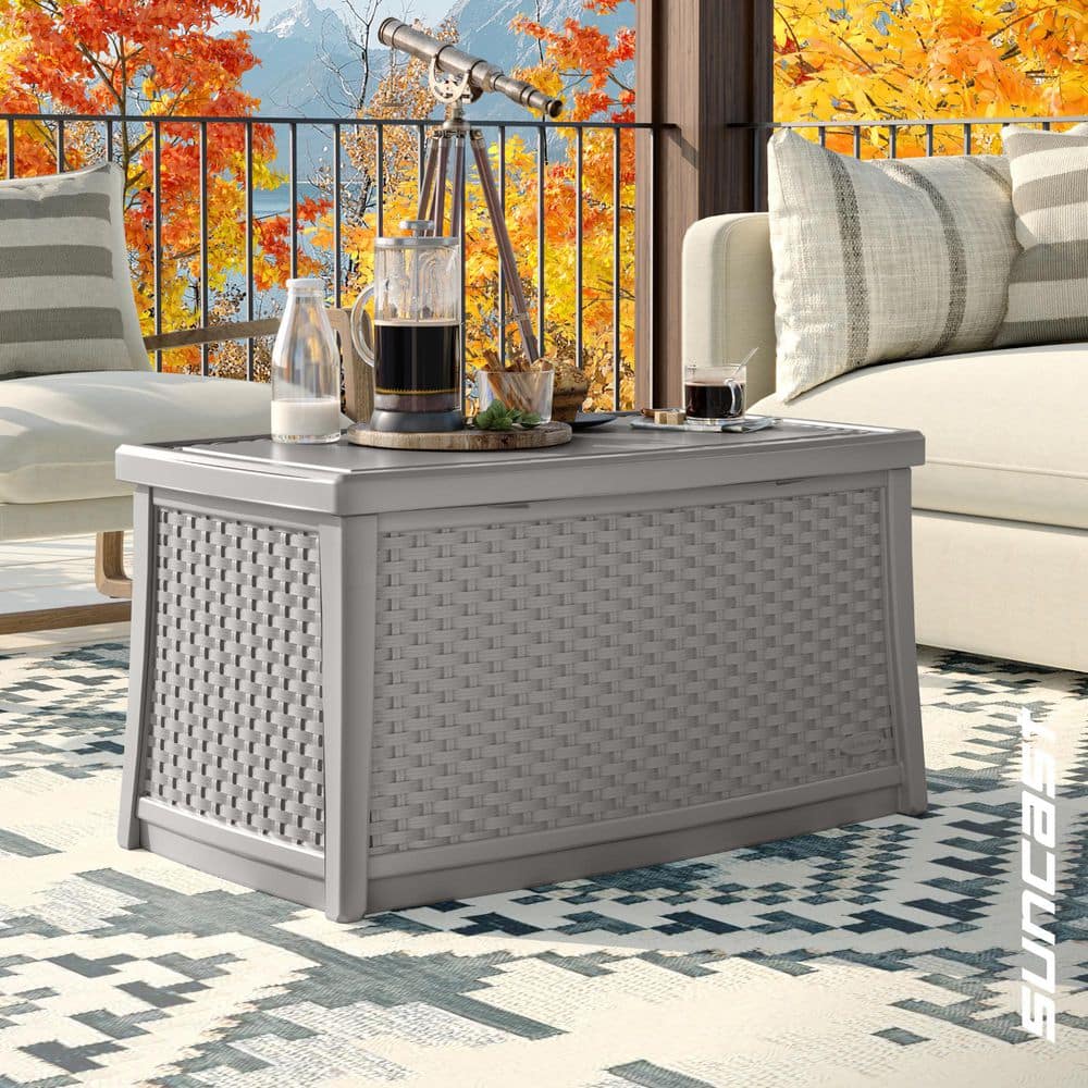 Suncast Elements Dove Gray Plastic Outdoor Coffee Table with
