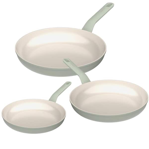 Balance 3-Piece Aluminum Nonstick Ceramic Frying Pan Set, Sage