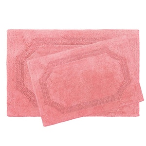 Solid Reversible Coral 20 in. x 32 in. 2-Piece Set Bath Mat