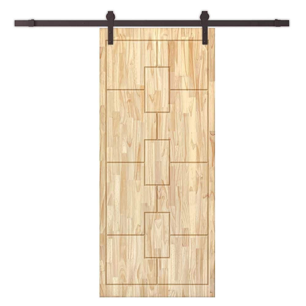 42 in. x 84 in. Natural Pine Wood Unfinished Interior Sliding Barn Door with Hardware Kit price history on PriceWatchPro