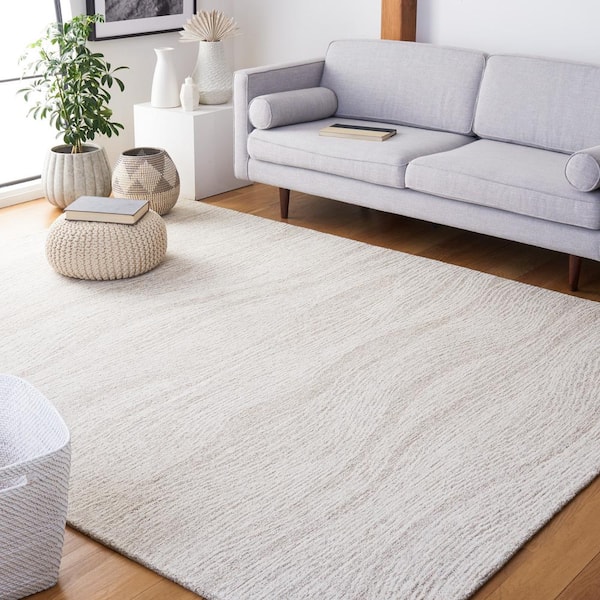 Metro Natural/Ivory 11 ft. x 15 ft. Abstract Waves Area Rug