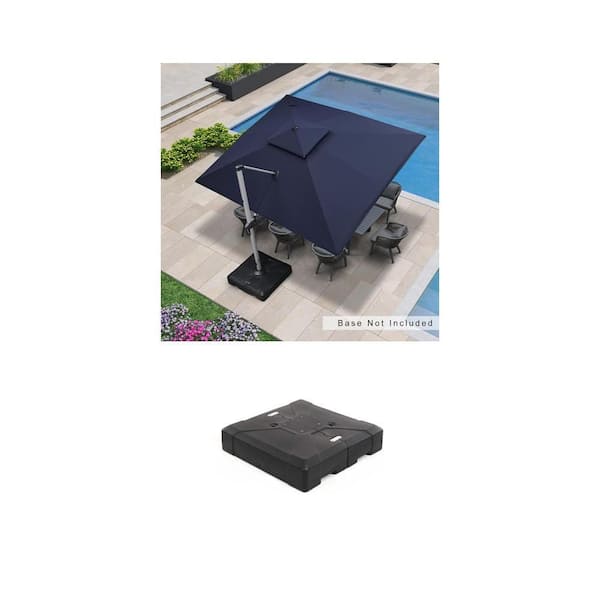 10 ft. x 12 ft. Aluminum Cantilever Patio Umbrella (Navy Blue) and 286 lbs. Square Umbrella Base Combo