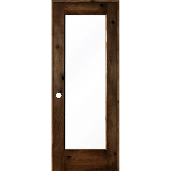 28 in. x 80 in. Rustic Knotty Alder Right-Hand Full-Lite Clear Glass Provincial Stain Wood Single Prehung Interior Door