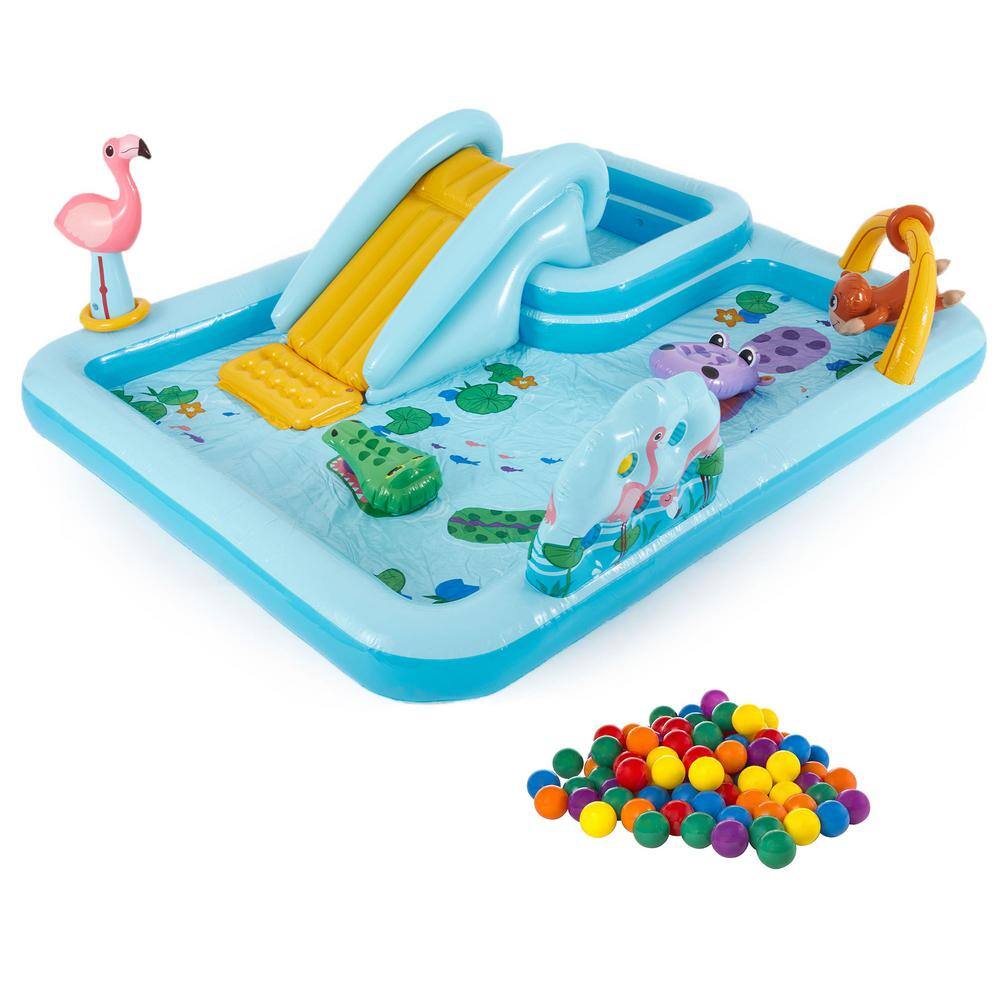 Multicolor Vinyl Inflatable Jungle Adventure Play Center & Plastic Fun Ballz, 100 Pack price history on PriceWatchPro