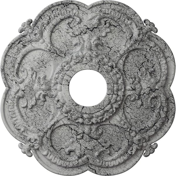 Ekena Millwork 1-1/2 in. x 18 in. x 18 in. Polyurethane Rotherham Ceiling Medallion, Ultra Pure White Crackle