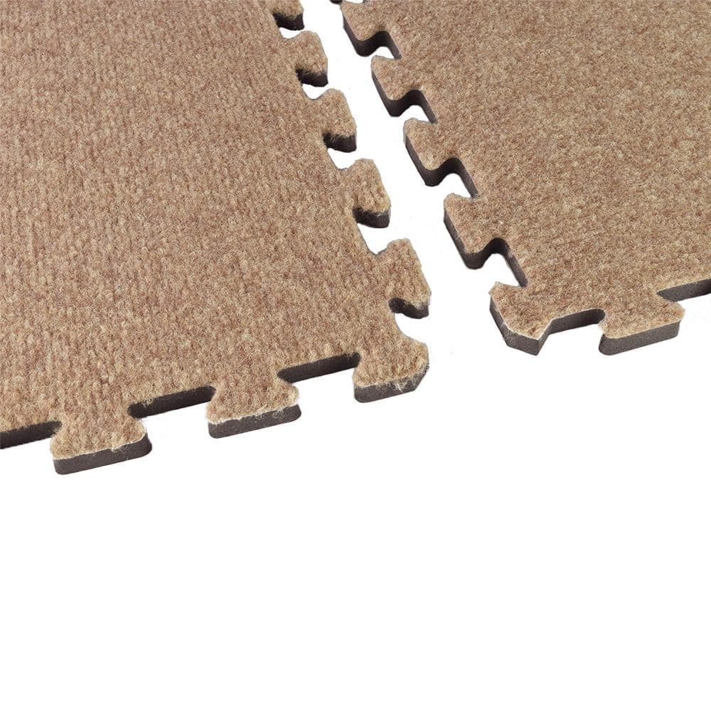 Royal Tan Polyester Interlocking Carpet Tiles, 24x24 Inch
