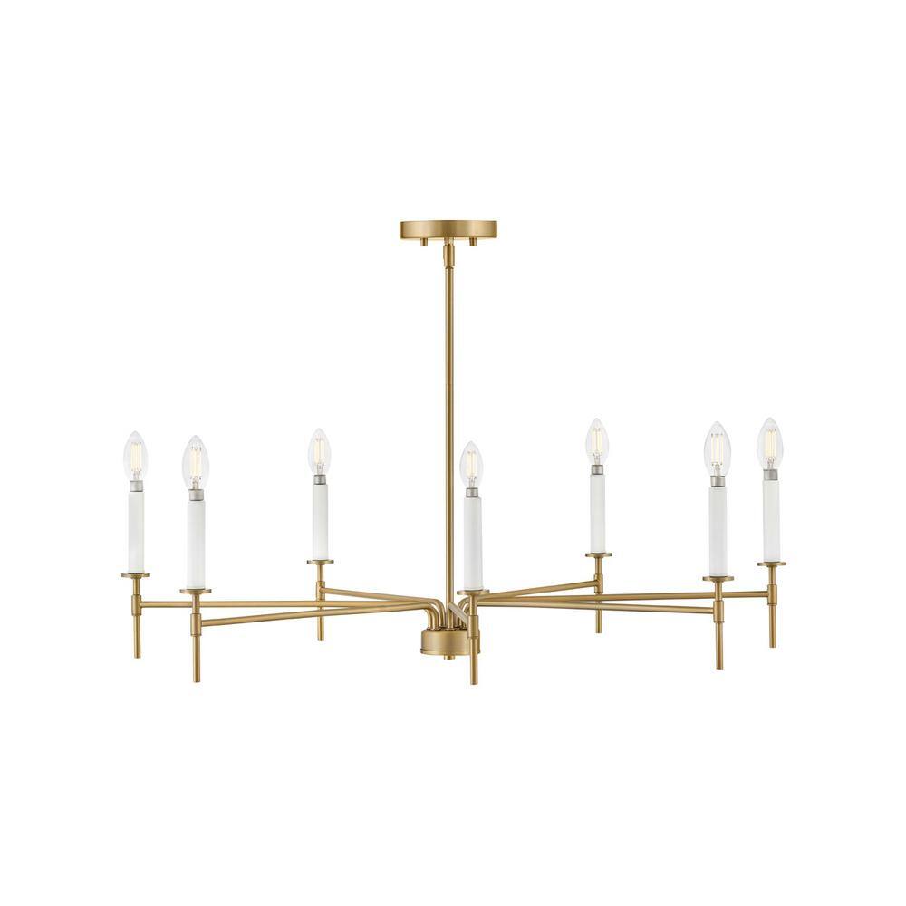 Hux 36" Lacquered Brass 7-Light Candle Style Chandelier