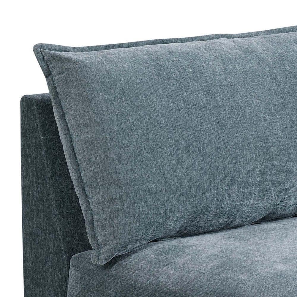 Slate Blue Suede-Like Modular Armless Sofa Chair with Lumbar Cushion