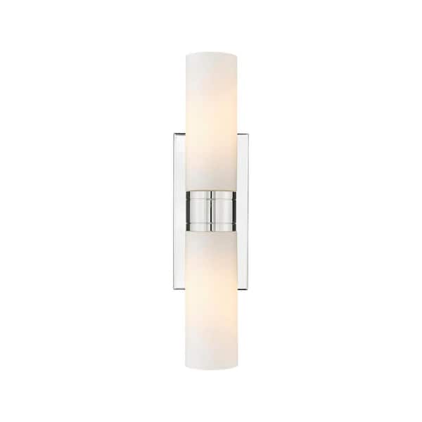 Innovations Ballston Urban 18 in. 2-Light Polished Nickel Vanity Light with Glass Shade