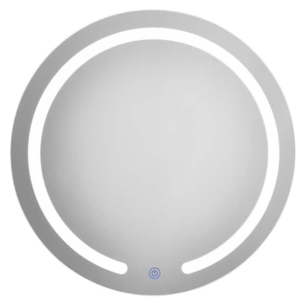 Costway 20 in. W x 20 in. H Frameless Round LED Light Bathroom Vanity Mirror in white