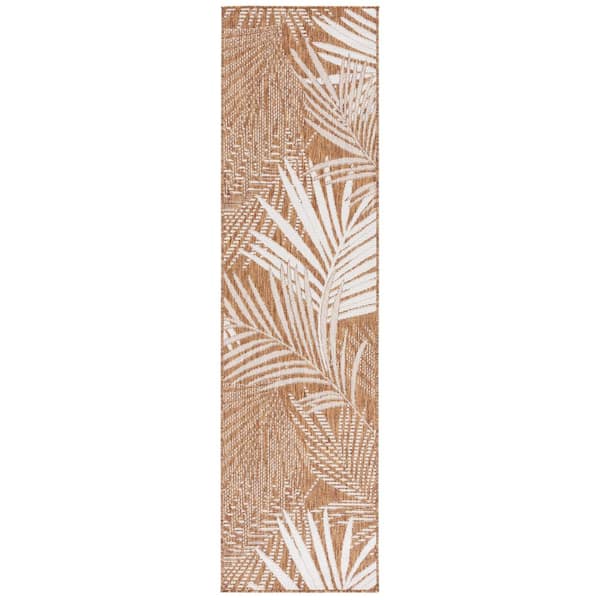 Beach House Brown/Ivory 2 ft. x 6 ft. Oversized Floral Indoor/Outdoor Runner Rug