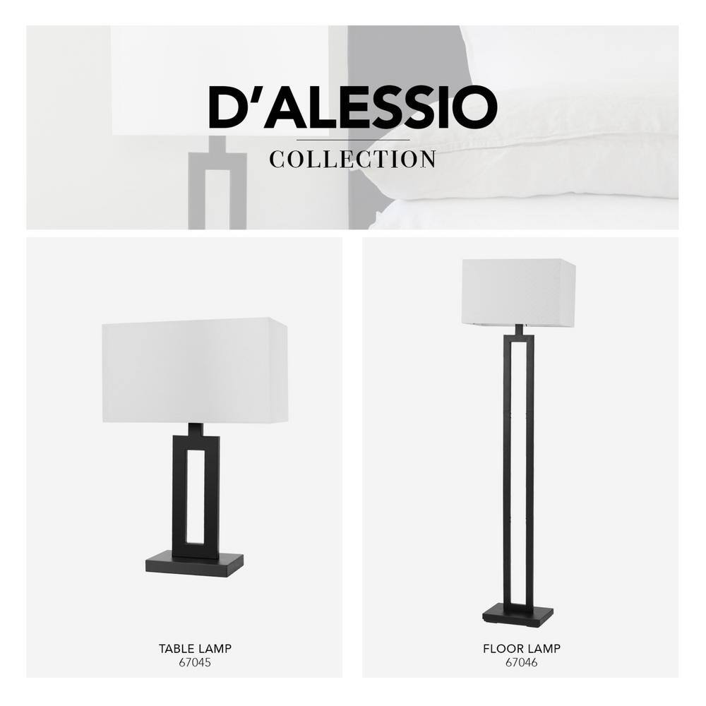 Matte Black 20" Table Lamp with White Linen Shade