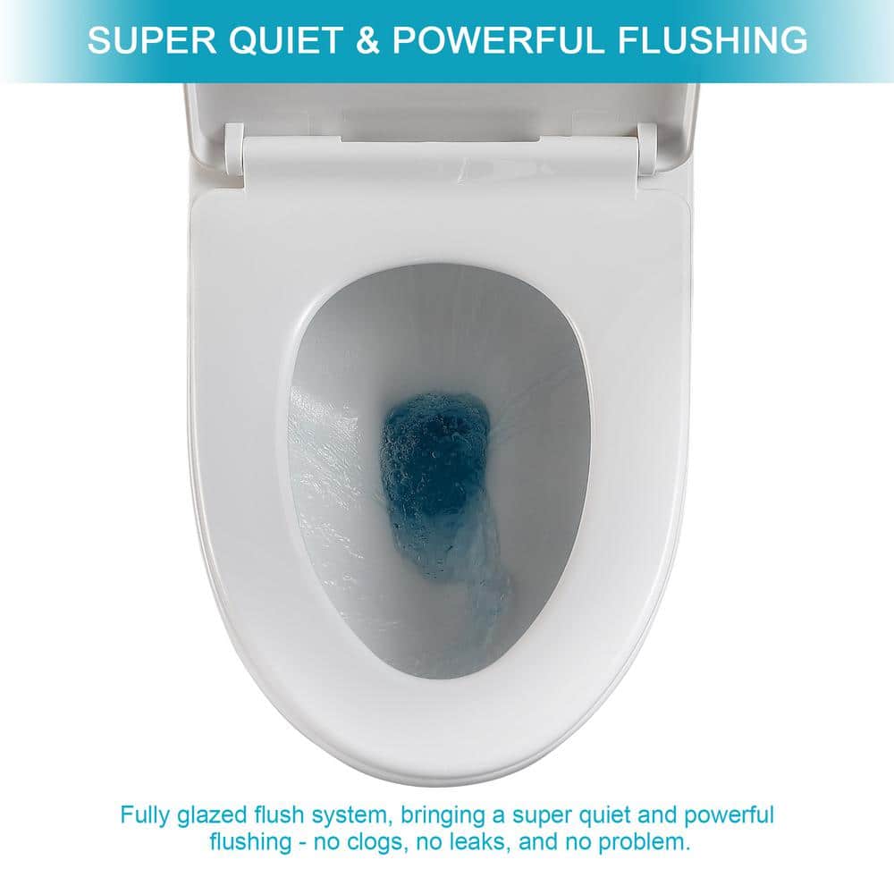 White Ceramic Elongated One-Piece High Efficiency Toilet