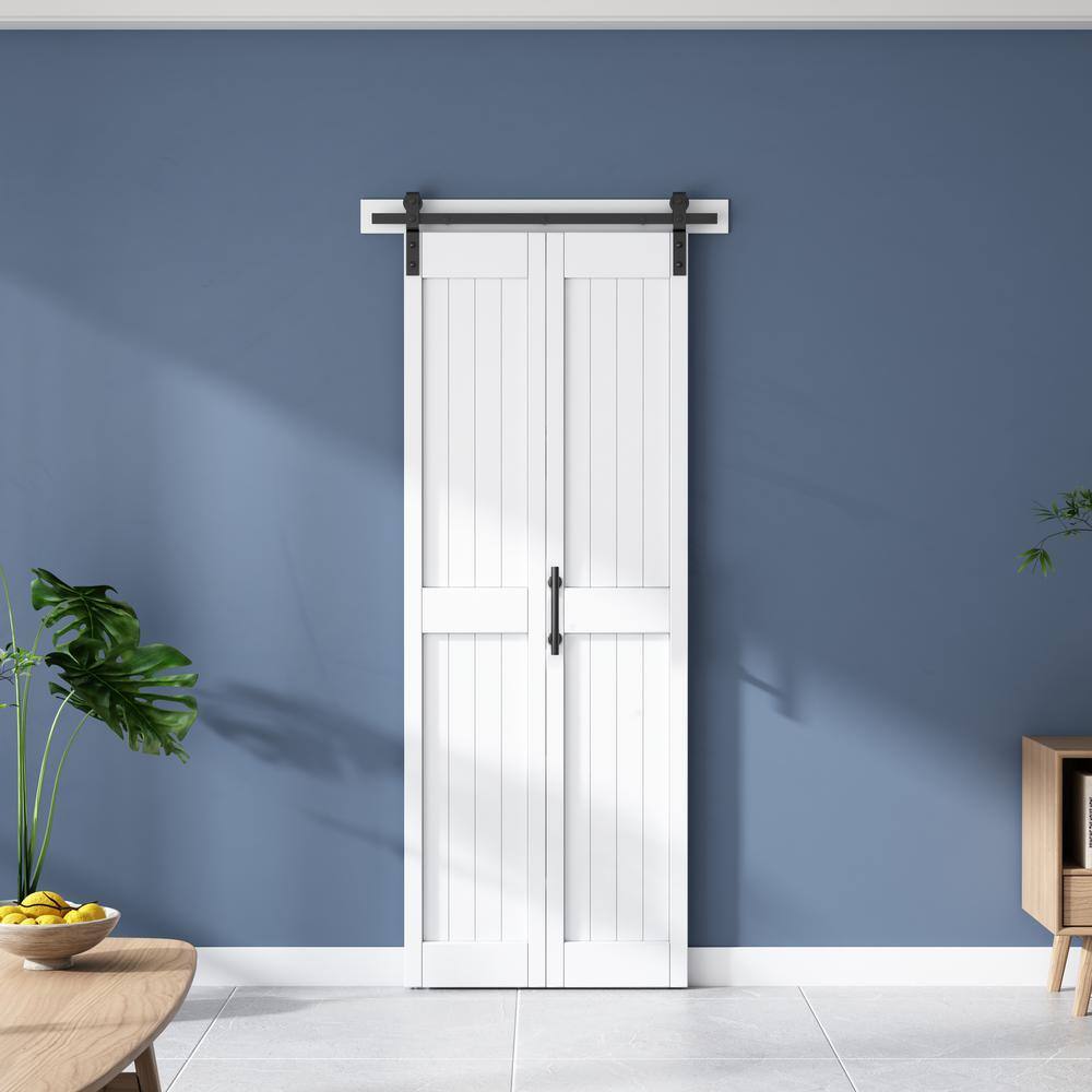 84" Tall Gray MDF Bi-Fold Barn Door with PVC Surface