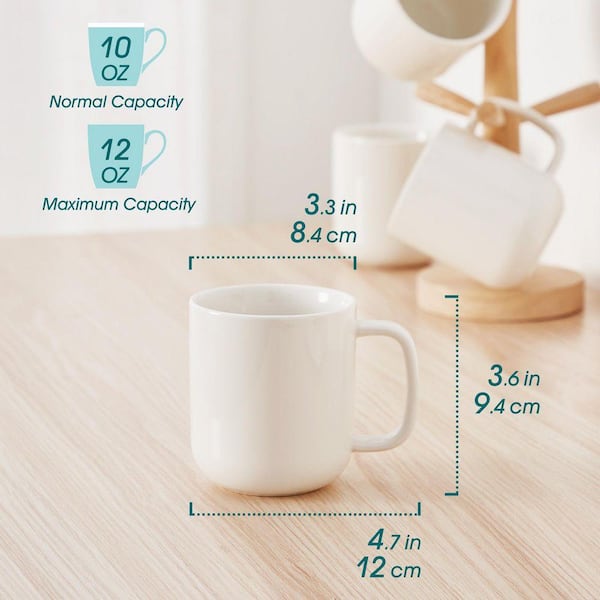 vancasso 12 oz. Ivory White Porcelain Mugs (Set of 4) Coffee Mug Set Coffee  Cup Tea Cups Service for 4 People VC-WT-4XBZ-FC - The Home Depot