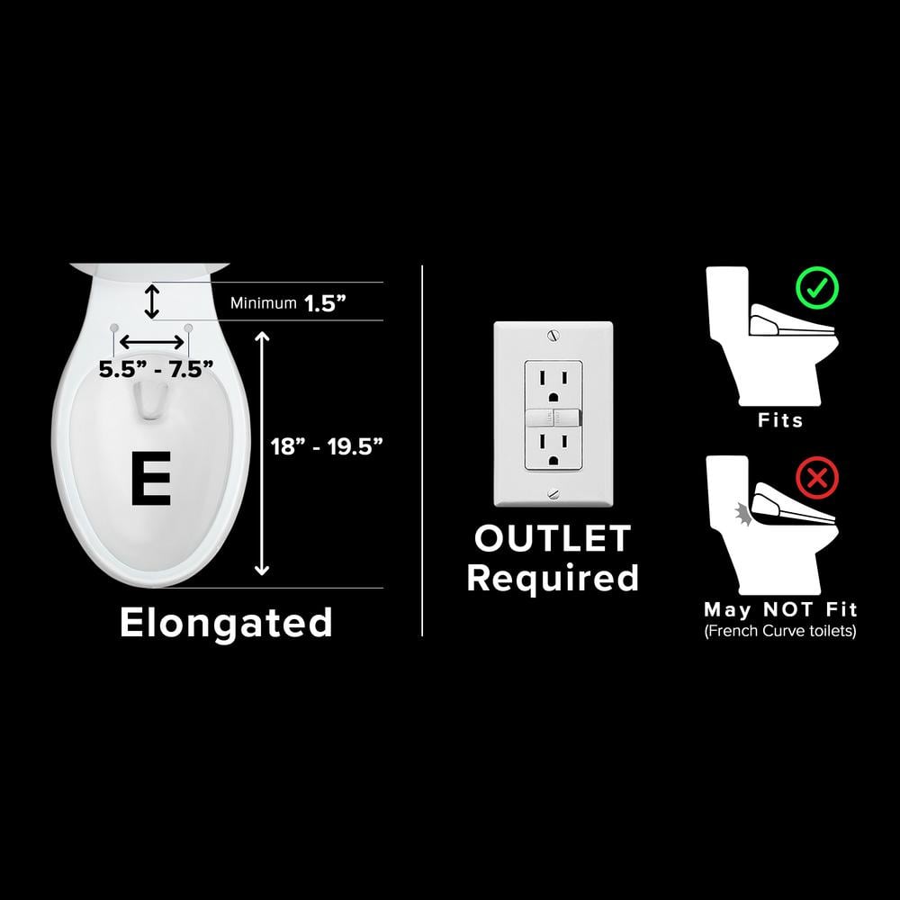 White Elongated Electric Bidet Toilet Seat with Remote Control