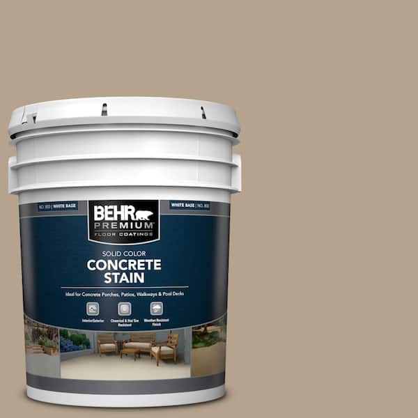 BEHR PREMIUM 5 gal. #PFC-33 Washed Khaki Solid Color Flat Interior/Exterior Concrete Stain
