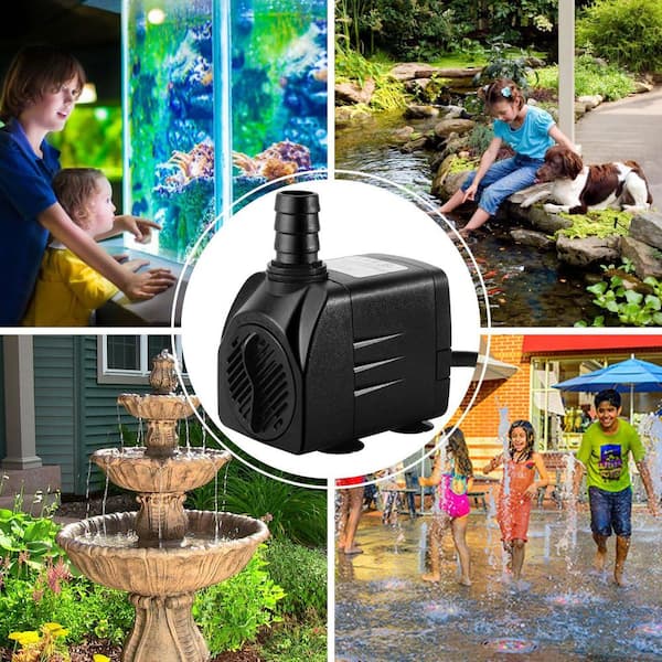 400GPH Submersible Fountain Pump-25W Outdoor Water Pump with 6. 5 ft. Tubing and 3 Nozzles