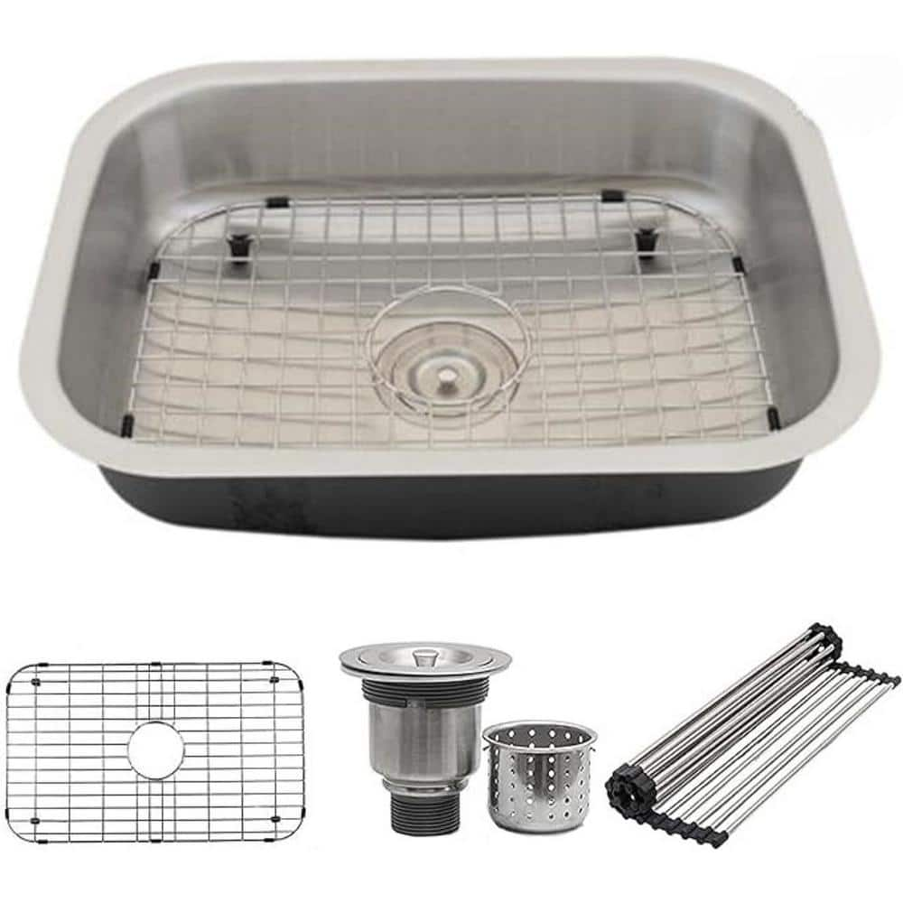 23 in. Undermount Single Bowl 18 Gauge Stainless Steel ADA Kitchen Sink with Accessories -  S STRICTLY KITCHEN + BATH, D21-SS