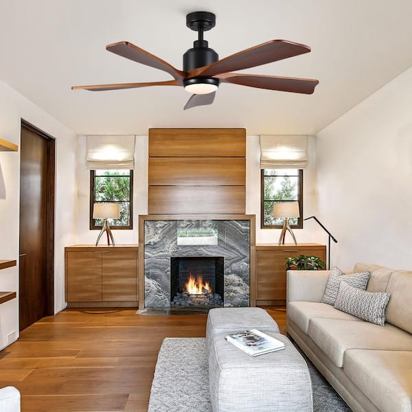 Sevenine TeakAura 52 in. Indoor Matte Black Standard Ceiling Fan