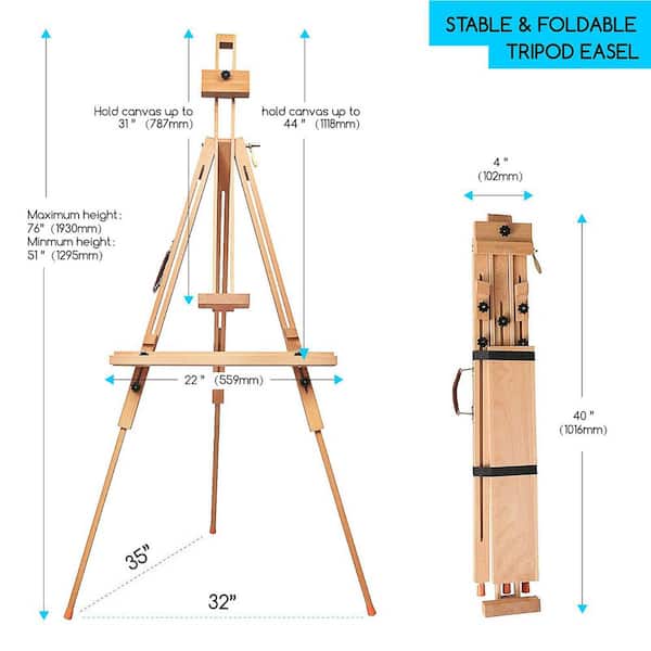 Aoibox Tripod Field Easel with Carrying Case, Universal Adjustable