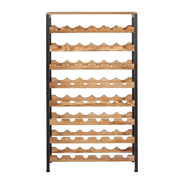 Wine Rack with Table Top, 8-Tier, Holds 48 Bottles, Freestanding Floor Wine Storage Display Shelf for Kitchen Bar Cellar