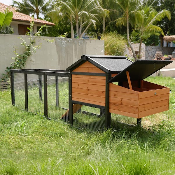 106 in. L x 26 in. Large Wooden Chicken Coop with Nesting Box Poultry Cage Dog House Rabbit Pet Supplies