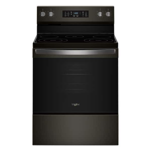 30 in. 5 Element Freestanding Electric Range in Black Stainless with Air Cooking Technology and Steam Clean
