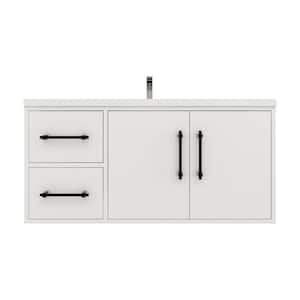 Victoria 42 in. W x 20 in. D x 22 in. H Single Sink Floating Bath Vanity in Gloss White with White Acrylic Top