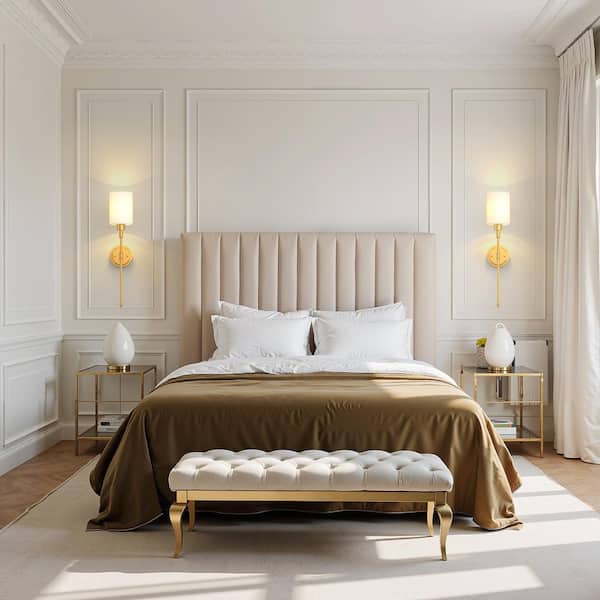 2-Pack 7 in. 1-Light Gold Wall Sconces, RGBCW Color Changing, Timer, for Living Room Bedroom