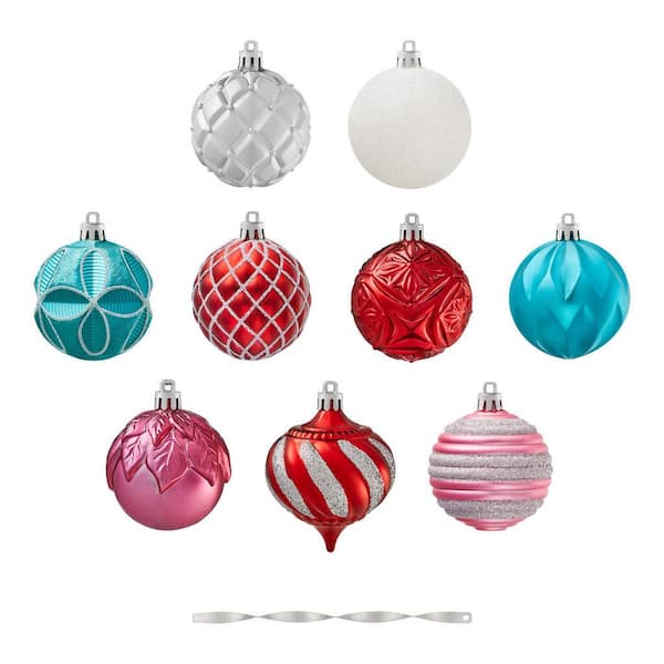 Home Accents Holiday 101-Count Pink-Red-Blue Ornaments Coastal