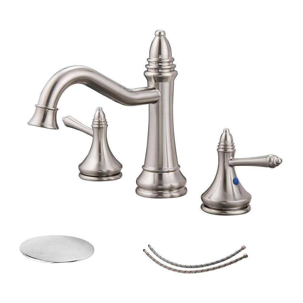 Elements of Design EB918 Widespread Lavatory Faucet with Pop-Up Mini Brushed Nickel 