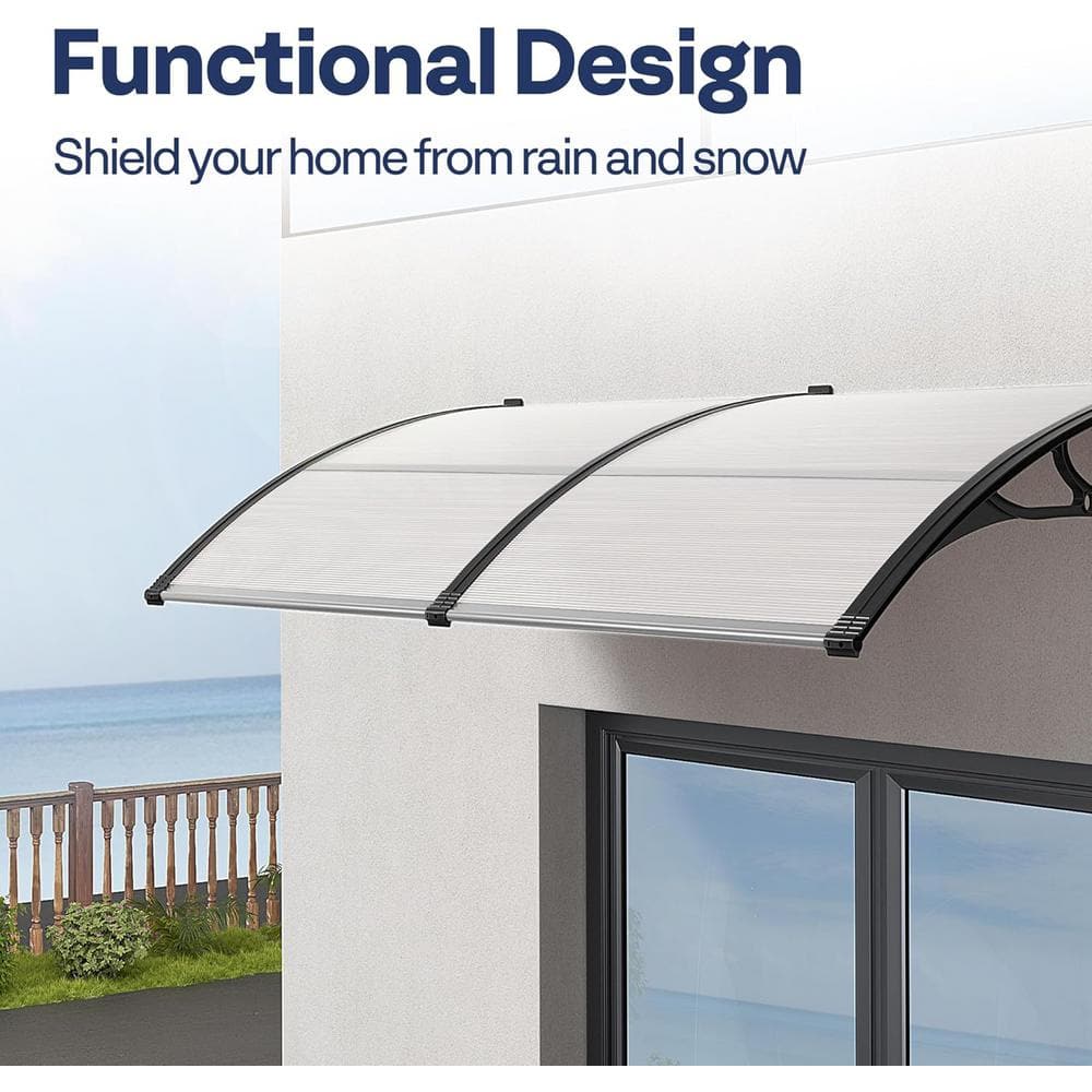 Clear and Black Aluminum Fixed Door/Window Awning