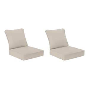 24 in. x 24 in. Two Piece Deep Seating Outdoor Lounge Chair Cushion in Putty (2-Pack)