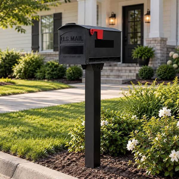 Architectural Mailboxes Patriot Black, Medium, Plastic, Post Mount