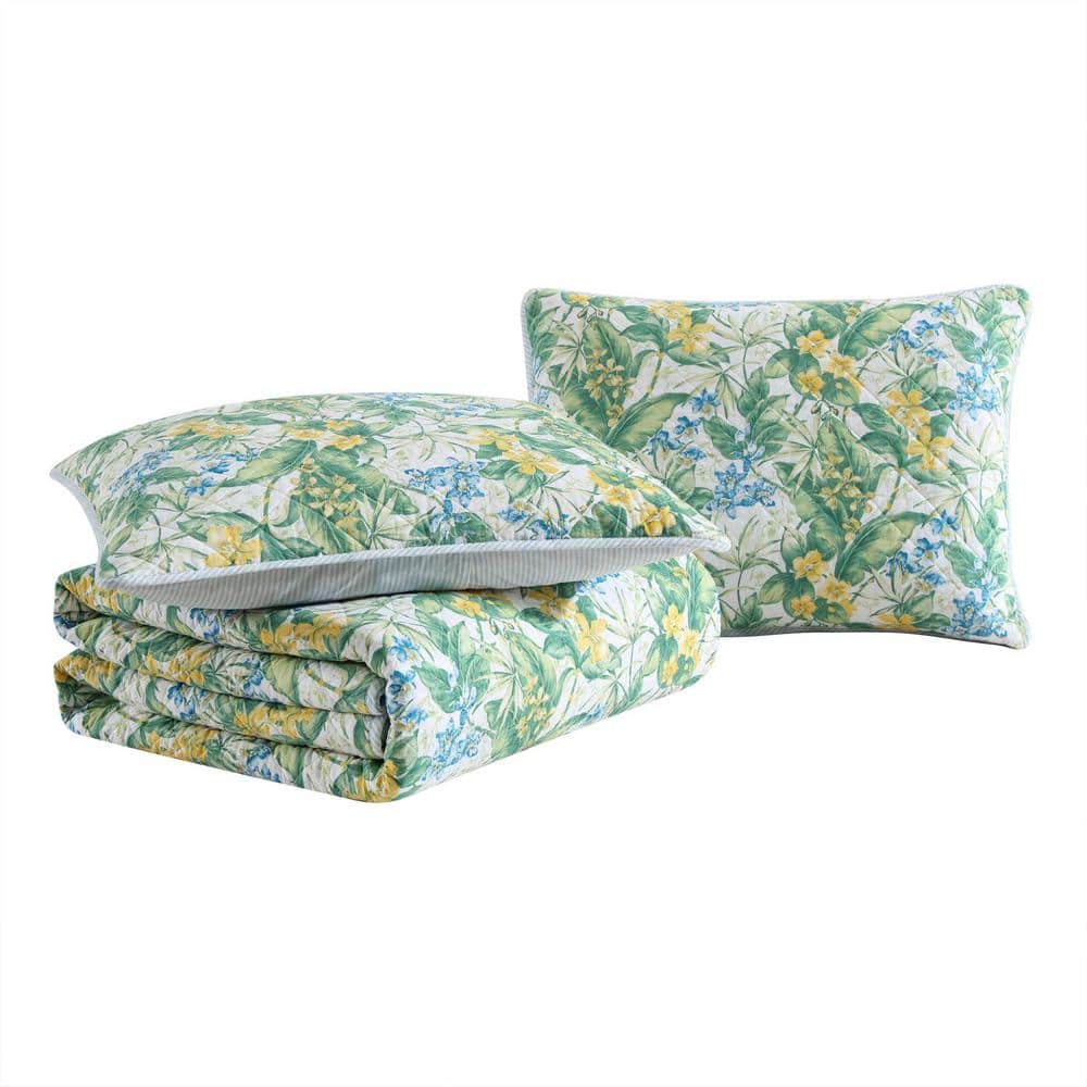 Blue Cotton Reversible Full Quilt Set