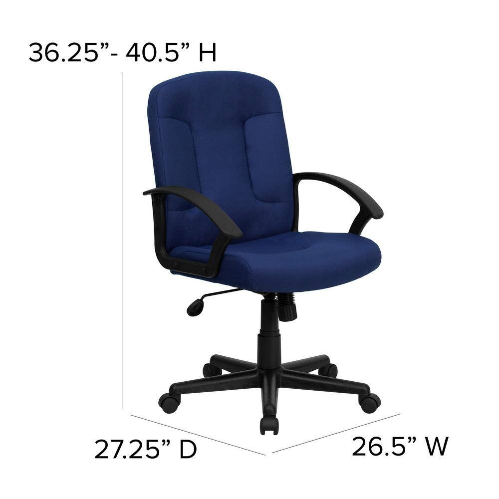 Navy Elegance Swivel Mid-Back Executive Chair with Fabric Upholstery