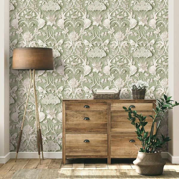 Fae Sage Woodland Paper Wallpaper Sample