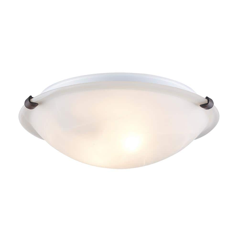 UPC 736916217378 product image for 12 in. 2-Light Oil Rubbed Bronze Flush Mount Ceiling Light Fixture with Marbleiz | upcitemdb.com