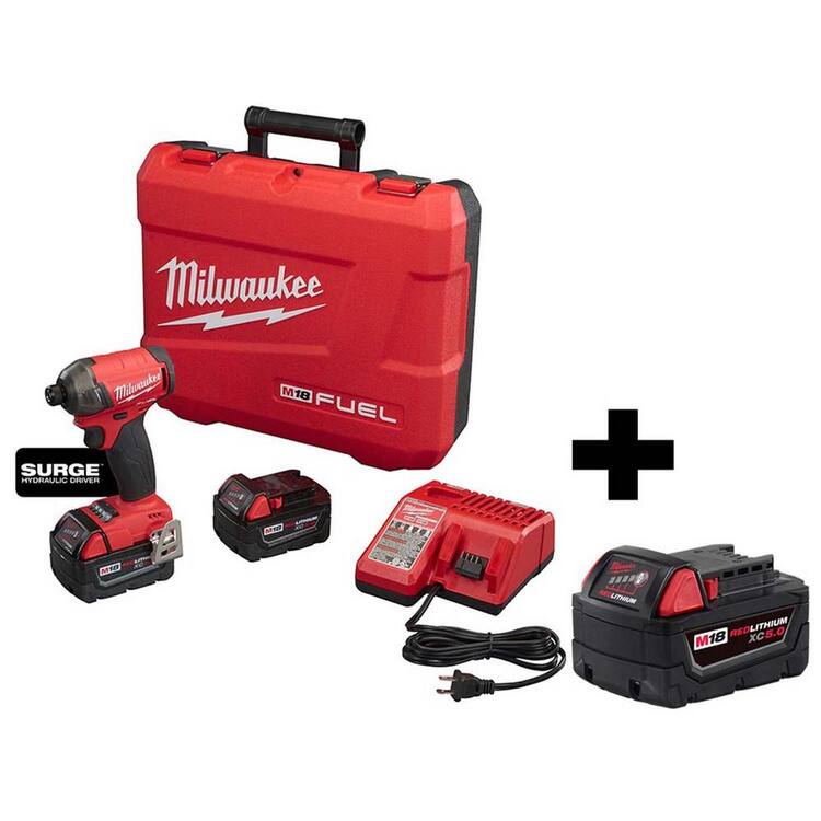 Milwaukee M18 FUEL SURGE 18V Lithium-Ion Brushless Cordless 1/4 in. Hex Hydraulic Impact Driver Kit W/ M18 5.0AH Battery
