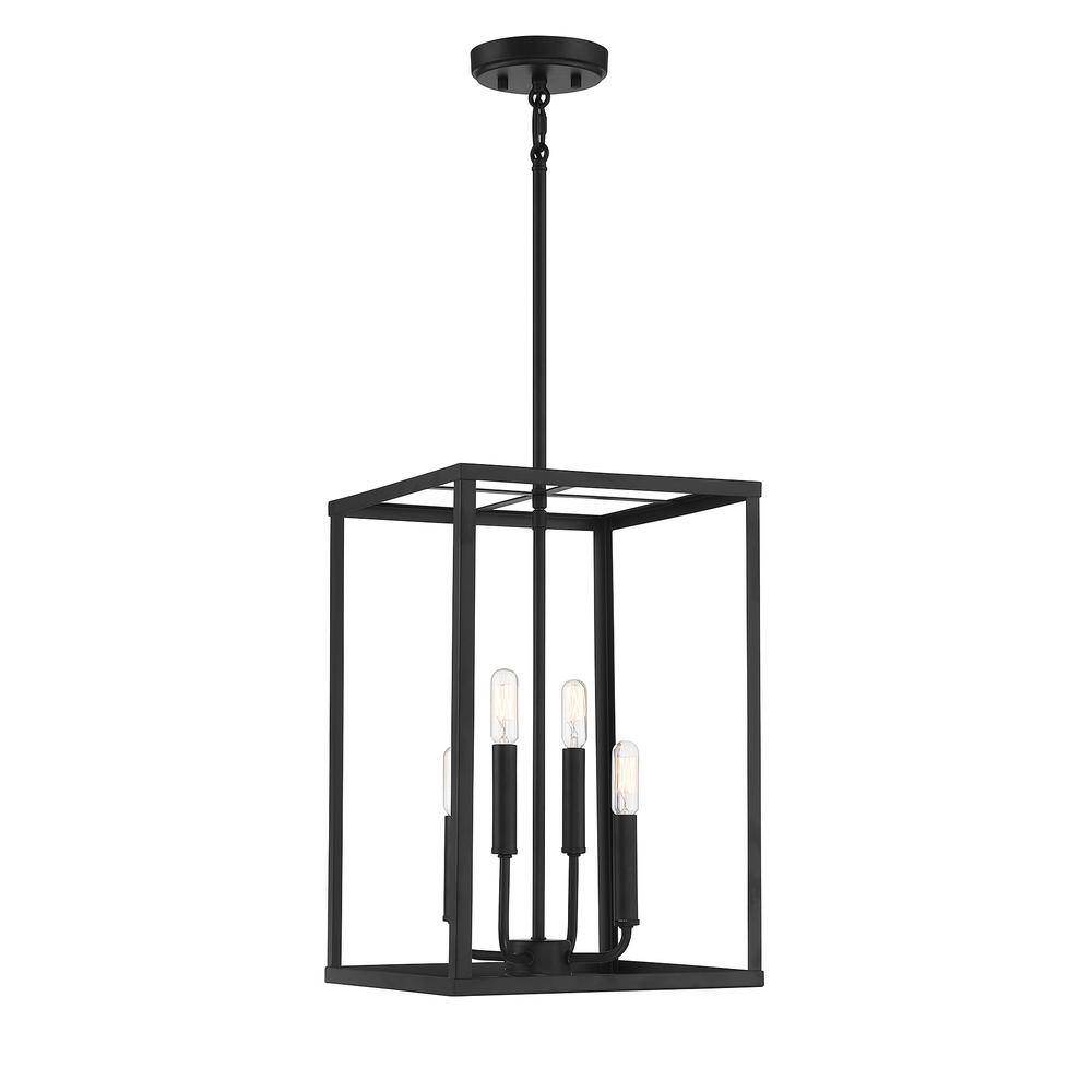 Geometric Matte Black 4-Light LED Compatible Pendant