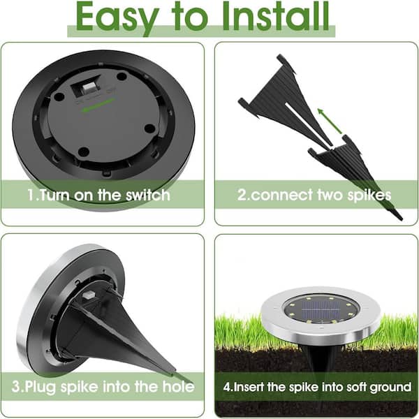 Angel Sar Solar Ground Lights, 8 LED Garden Lights Solar Powered (12-Pack)